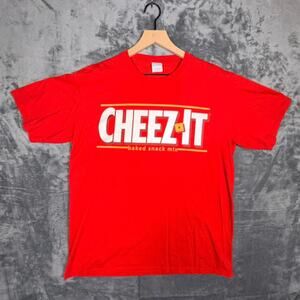 Cheez It T-Shirt Mens L Red Port & Company Graphic Tee Baked Snack Mix Promo